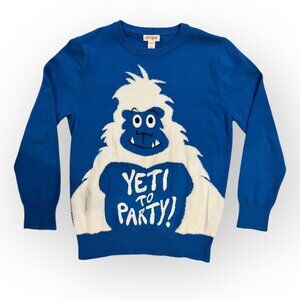 Yeti To Party Crewneck Holiday Sweater Cat and Jack Blue White Kids Size M (8)
